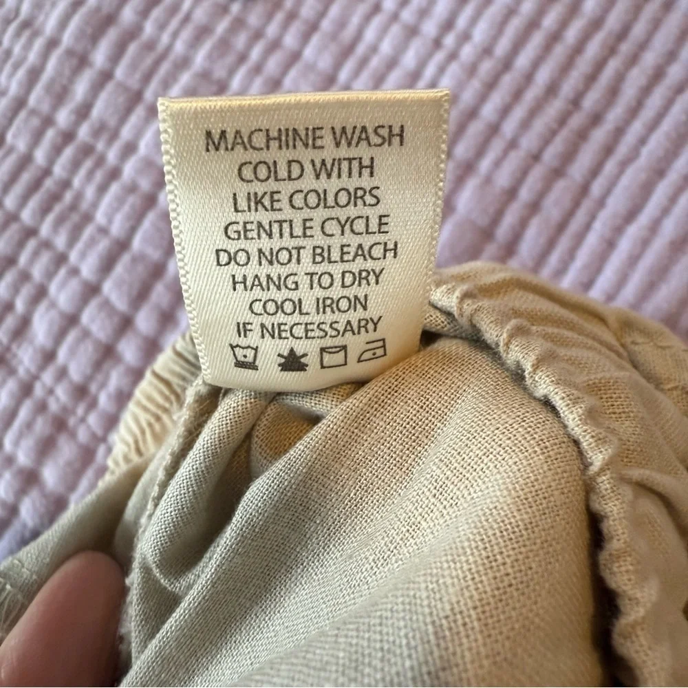 Max Studio Women's Wide-Leg Drawstring Linen Cotton Pants - Beige - Picture 9 of 10